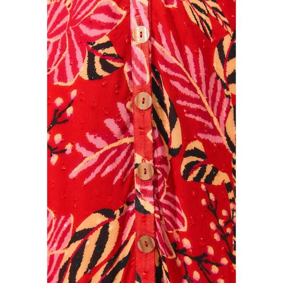 NEW FARM RIO mixed floral prints long sleeve maxi dress in red multi - Picture 3 of 6